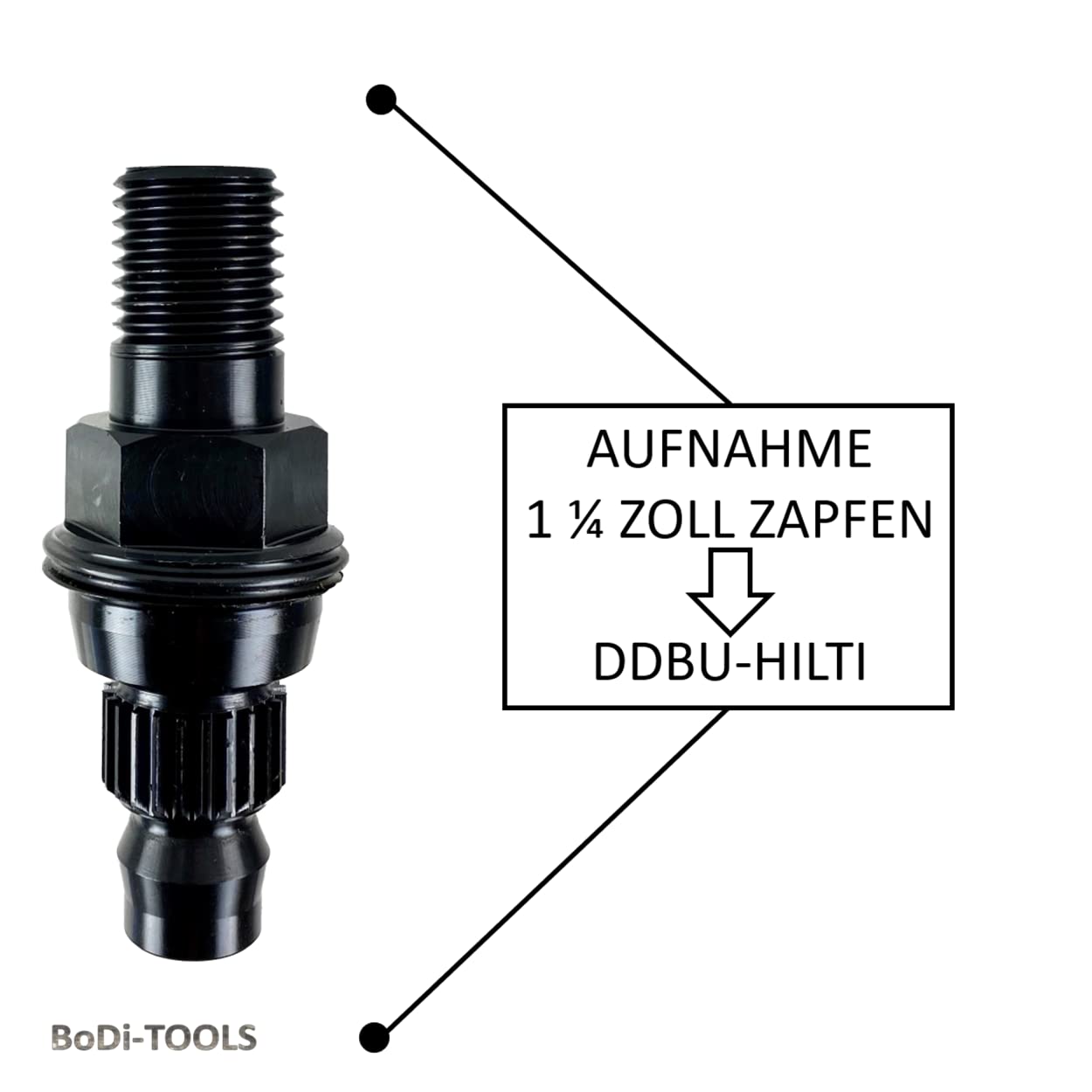 Adattatore per corone di trapano, adattatore, svasatore, punta per piastrelle, (adattatore, perni DDBU-Hilti 1 1/4")