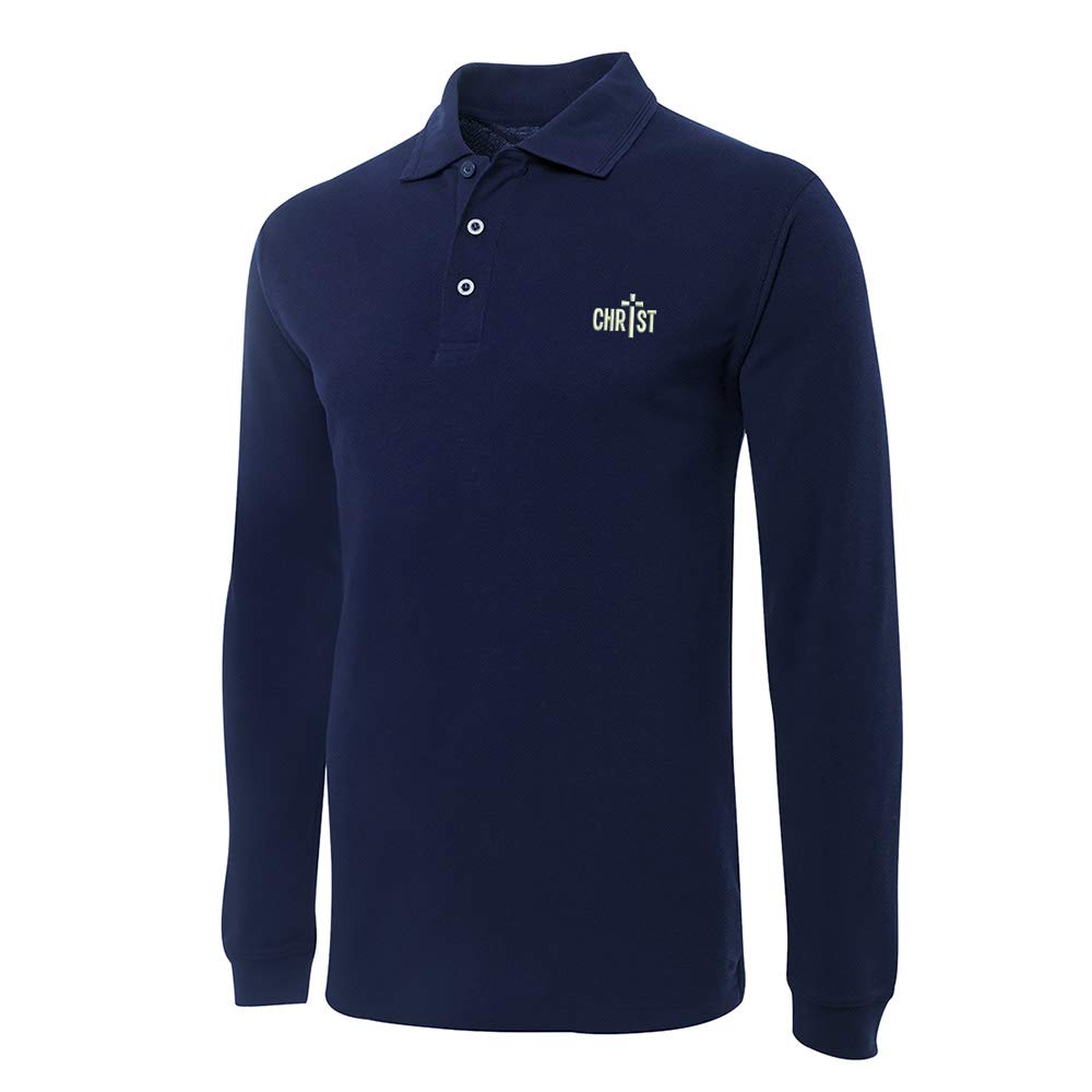 Christian Faith Embroidery Long Sleeve Polo Shirts Embroidered Men's Shirts