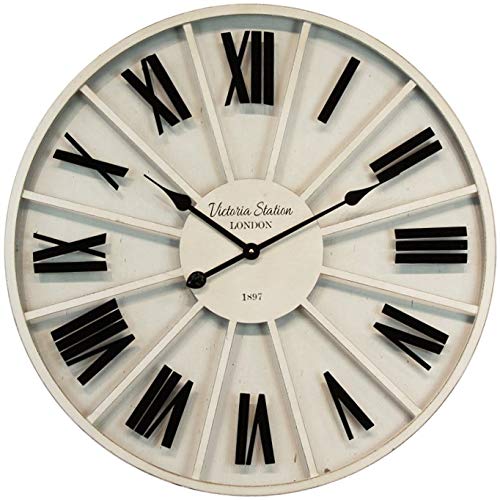 Alice's Collection Grande horloge ronde en MDF, verre et métal Diamètre 68 cm