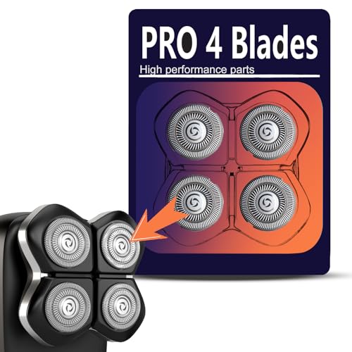 Pro 4 Replacement Blades for Flexs Series Pro Head Shaver, Precision Replacement Blades for Head, Face, and Body Grooming.(4Packs)