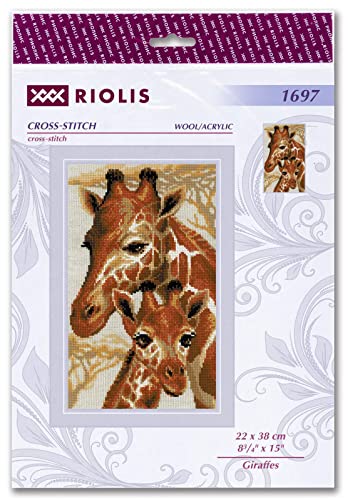 RIOLIS Cross Stitch Kit - 1697 - Giraffes, Multi Colour, 22cm x 38cm - Image 2