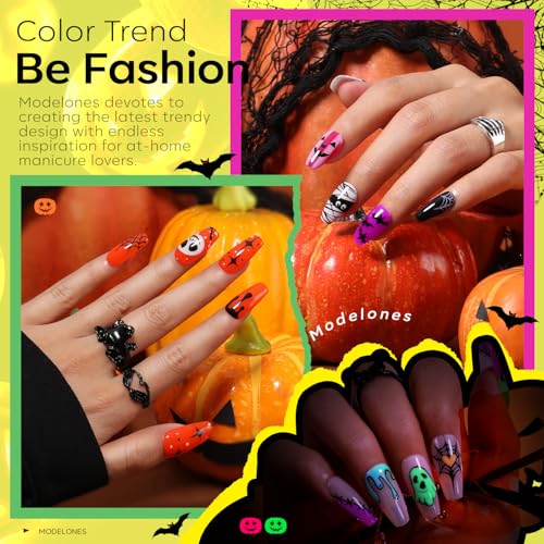 Image of modelones Halloween Gel Nail Set 6Colors Glow in the Dark Blak Green Red