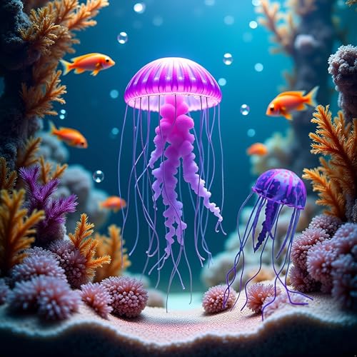 Image of Purple Artificial Simulation Glowing Jellyfish Suitable for Fish Tank,Aquarium Decoration Popular Ornaments, Aquarium Decor