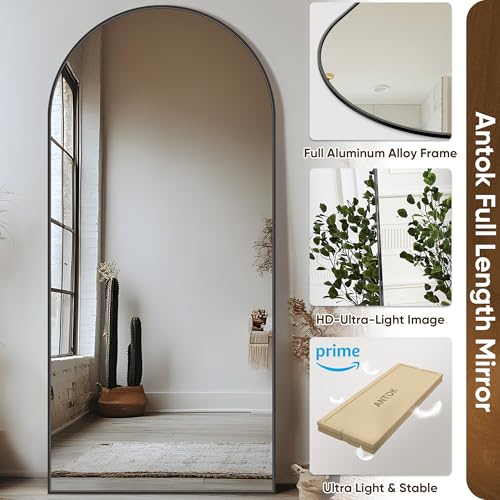 Full Length Mirror, 68"x26" Floor Mirror, Floor Standing Freestanding Arch Full Body Mirror with Stand for Bedroom, Hanging Mounted for Living Room Cloakroom, Black