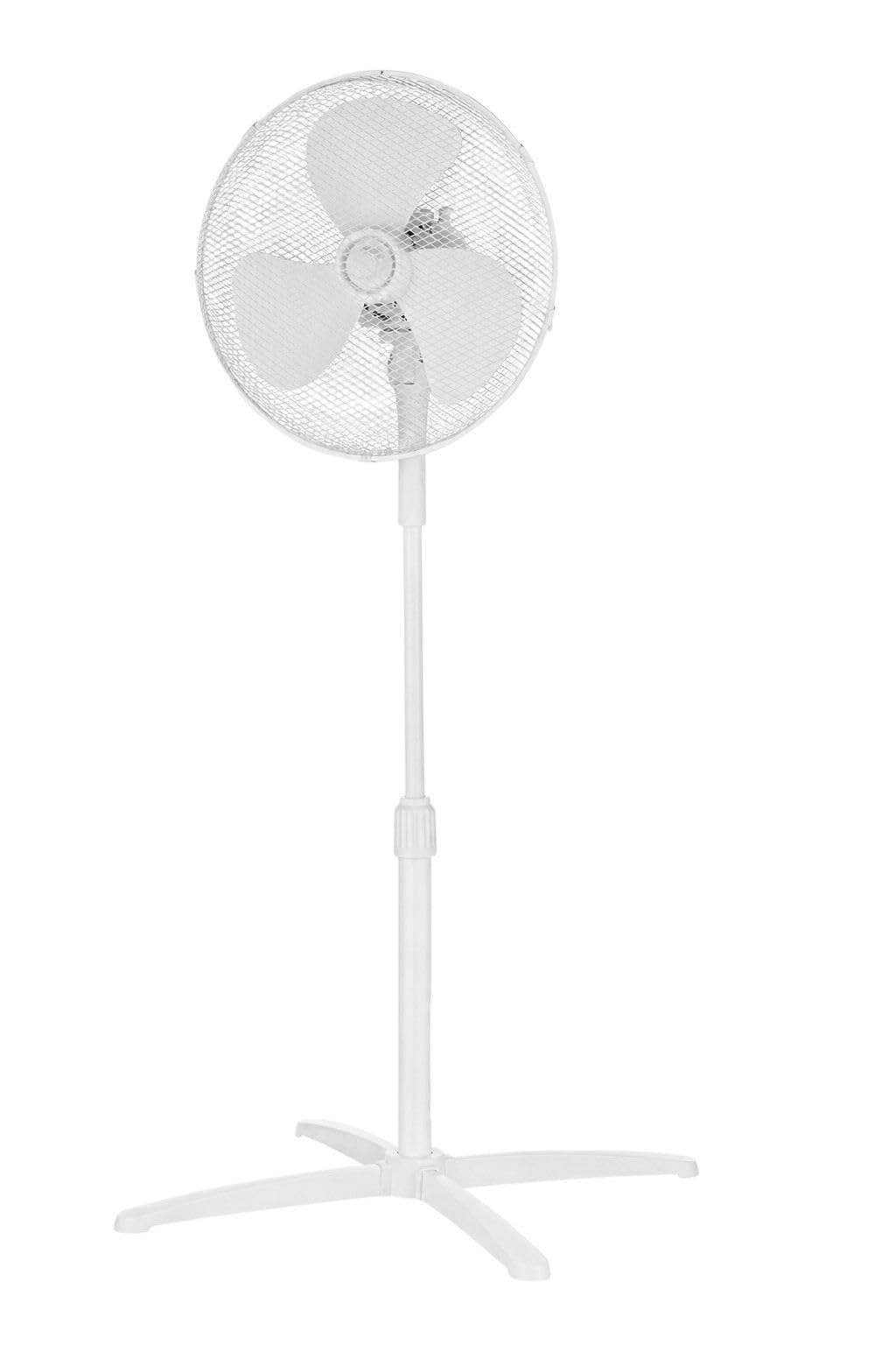 Opviq Kumtel regulowany biały wentylator z oscylacją 80°, 3 poziomy prędkości, silnik miedziany, 40 W, 42,1 x 10,5 x 56,3 cm