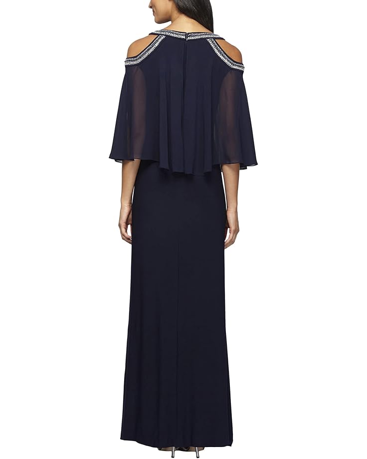 Alex Evenings Long Chiffon Cold-Shoulder Popover Dress - #2 of 2