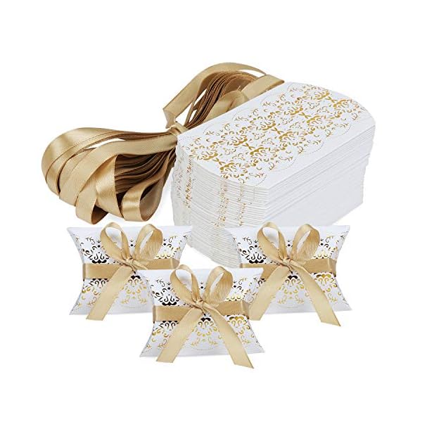 Hseamall Cajas de recuerdos de boda, caja de regalo para fiestas, caja de caramelos, 50 unidades