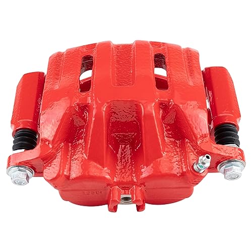 Image of TRQ Front Right Brake Caliper w /Bracket Performance Red Passenger Side | For 2007-2012 Acura RDX 2010-2011 Honda Accord Crosstour 2007-2016 CR-V 2005-2010 Odyssey