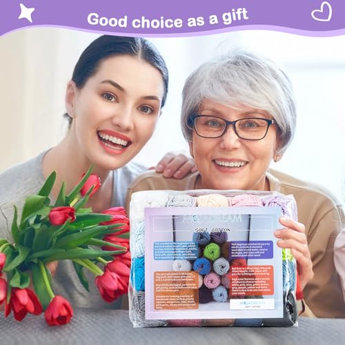 Mojadream QJ-0053 20 Skeins * 30G Crochet Set Kit For Beginners, Soft Cotton Yarn Kit For Crocheting Amigurumi And Crafts thumb #5