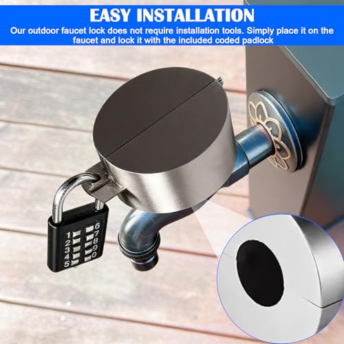 Wasserhahn Schloss, Wasserhahn Verriegelung, Wasserhahn Schlossabdeckung, Anti Diebstahl Wasserhahnschloss, Edelstahl Wasserschloss Für Den AußEnhahn, Geeignet für Garten & Haus