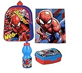 Spinne Spider RUCKSACK TASCHE KINDERGARTEN 4 Teile Set Brotdose Flasche mit Sticker-von-Kids4shop