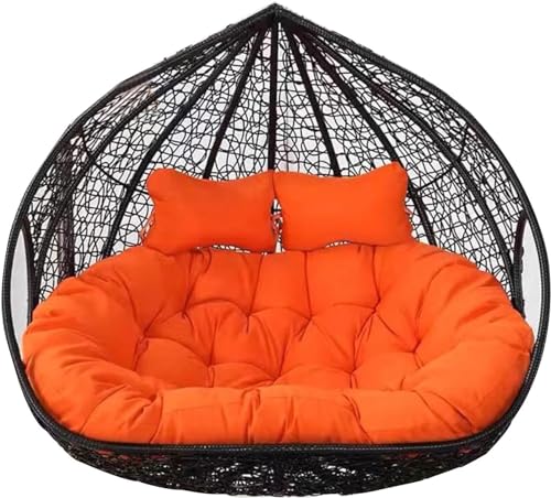 Silla doble de huevo para exteriores, columpio colgante para 2 personas con cojines, cómoda cesta hamaca para patio, jardín, balcón, 51 x 43 pulgadas, solución de asiento acogedora
