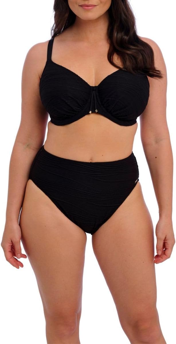 Fantasie Swim Women's Standard Beach Waves Underwire Gathered Full Cup Bikini Top, Black - Image 3