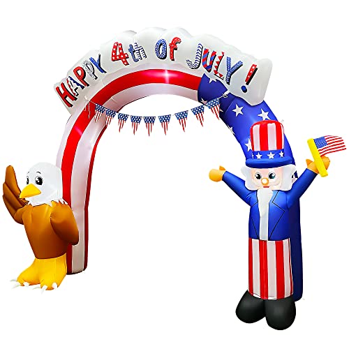 Seasonblow 8Ft Long 4Th Of July Inflatables Archway Outdoor Decorations, Fourth July Patriotic Blow Up Uncle Sam With Eagle American Flag Arch Built-In Led Inflatable For Holiday Memorial Day Yard #TOP3