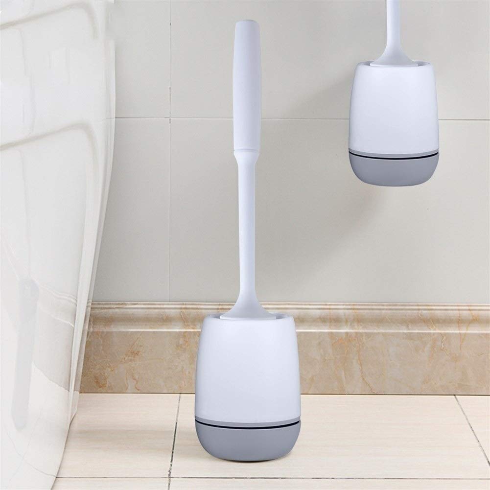 QSCTYG Toilet Brushes Wall Hanging Ground Standing Rubber Head Toilet Brush Silicone Long Handle Household Bathroom Cleaning Brush Brushes For Toile 88 (Color : Wall Hanging)