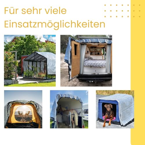 Schattennetz Auto Hund 4x6 m – Alu Hitzeschutz mit Ösen – UV-Sonnenschutznetz & luftdurchlässiges Alunetz 6x4 m – Schattennetz Camping, Urlaub, Sport – Aludecke Auto Alunetz 6x4