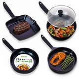 poele diamond blue ENTRETIEN FACILE ET LONGUE DURÉE – Revêtement céramique anti-taches pour un nettoyage rapide. Set durable, sans PTFE ni PFOA, favorisant une cuisine saine et respectueuse de l’environnement.