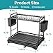 Simple Trending Dish Drying Rack, 2-Tier Dish Rack for Kitchen Counter, Large Dish Drainers Sink Organizers and Storage, Black