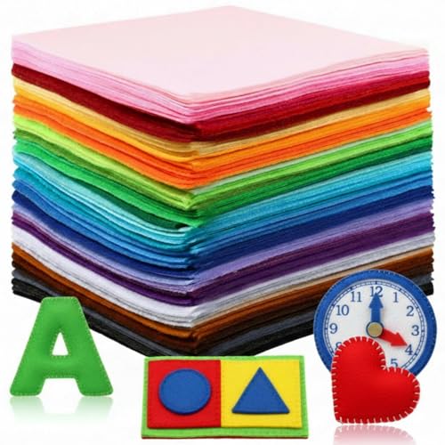 Reginary 120 Pcs 12 x 12 Inch Felt Sheets Bulk for Craft 40 Assorted Color Felt Fabric Squares Stiff Paper for Back to School Fall Festival Holiday DIY Craft Sewing Patchwork (Classic)