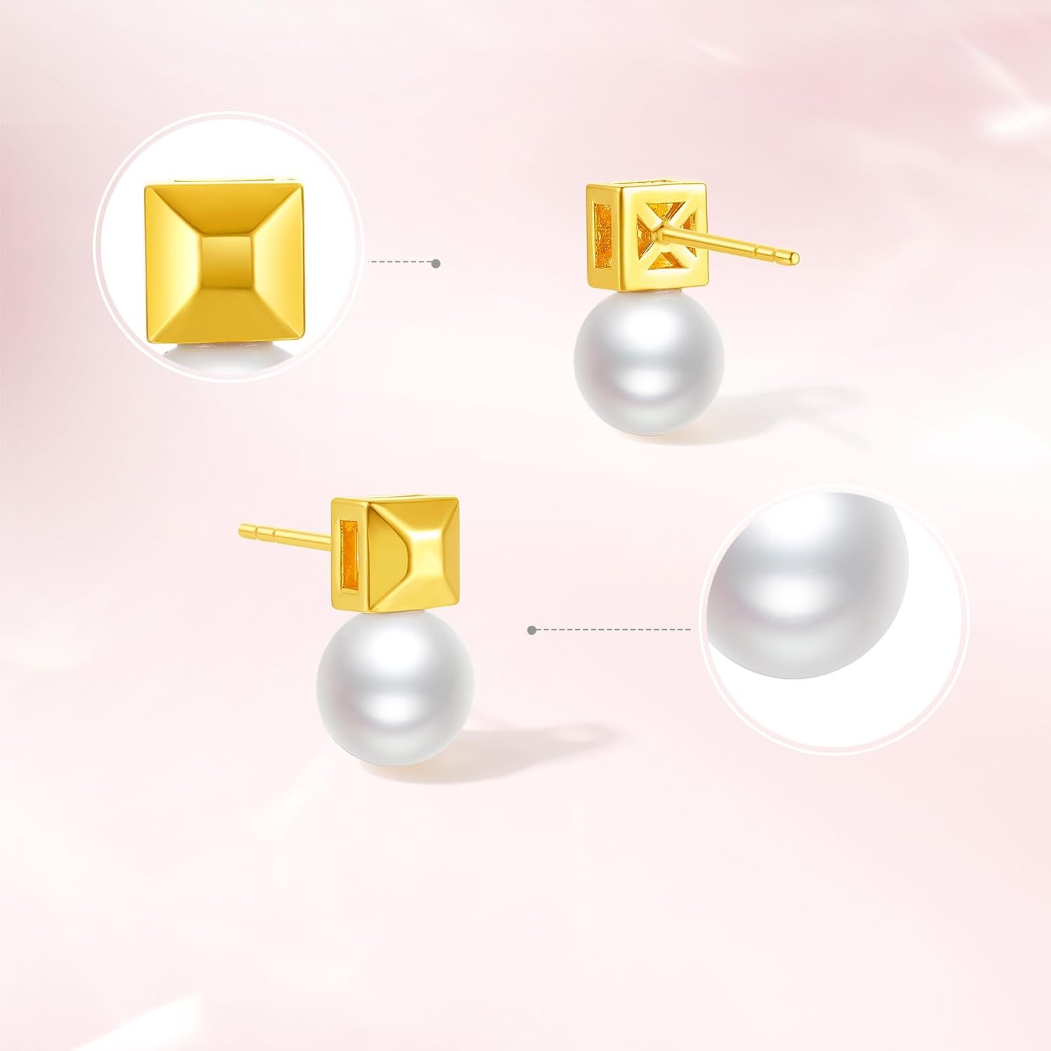 ZHOU LIU FU 18K Gold Earrings for Girlfriend, Yellow Gold Dangle Earrings Drop Earrings Pearl Fine Jewellery with Giftbox