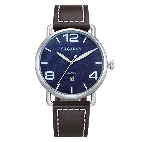 Montres avec bande en cuir quartz étanche homme boîtier alliage rond