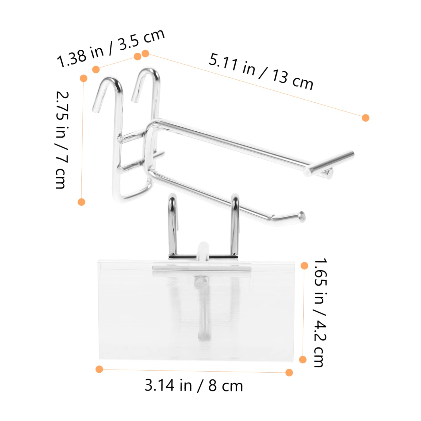 SOLUSTRE 10 Stück Garagen Lochwandhaken aus Stahl Stabile Metallhaken mit 6mm Tragstab und Preisschildhalter für Werkstatt Büro und Einzelhandel