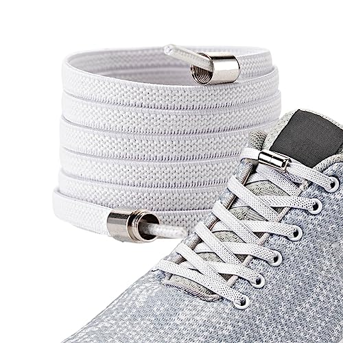 LaceHype - 2 oder 1 Paar Premium Elastische Schnürsenkel mit Metallkapseln ohne binden flach - Set für 1 oder 2 Paar Schuhe - mit Kapseln für Sneaker, Laufschuhe, Sporschuhe