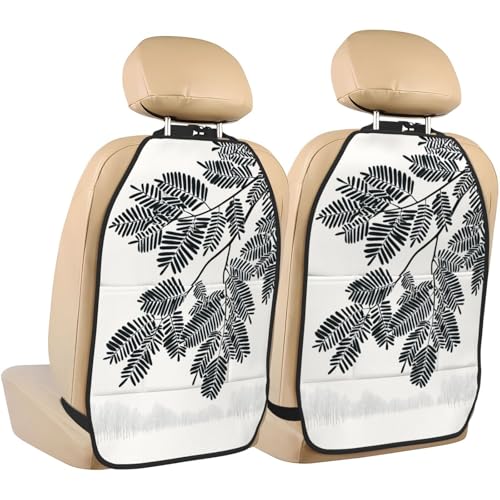 Honey Locust Leaf Car Seat Back Kick Protectors,2 Pack Kick Mats With Storage Pockets For Vehicles To Protect From Dirt Mud Scratches