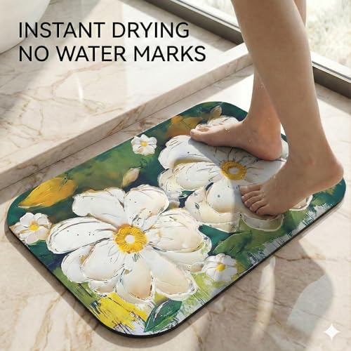 Image of (Pack of 2 Premium 3D Silicon Floor Mat, Bath Mat, Doormat, Bathroom Carpet, Cushion Mat I Super Absorbent (40x60cm) Soft Carpet, Quick Dry Dirt Barrier for Home, Office (3D Turquoise Mat)