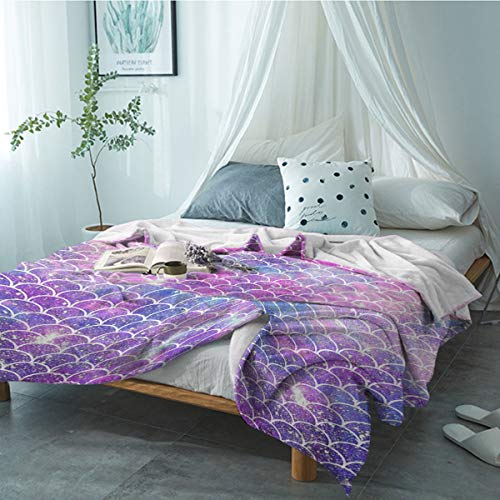 Singingin Ultra Soft Flannel Fleece Bed Blanket Charming Mermaid Fish Scale Throw Blanket All Season Warm Fuzzy Light Weight Cozy Plush Blankets For Living Room/Bedroom 40 X 50 Inches thumb #3
