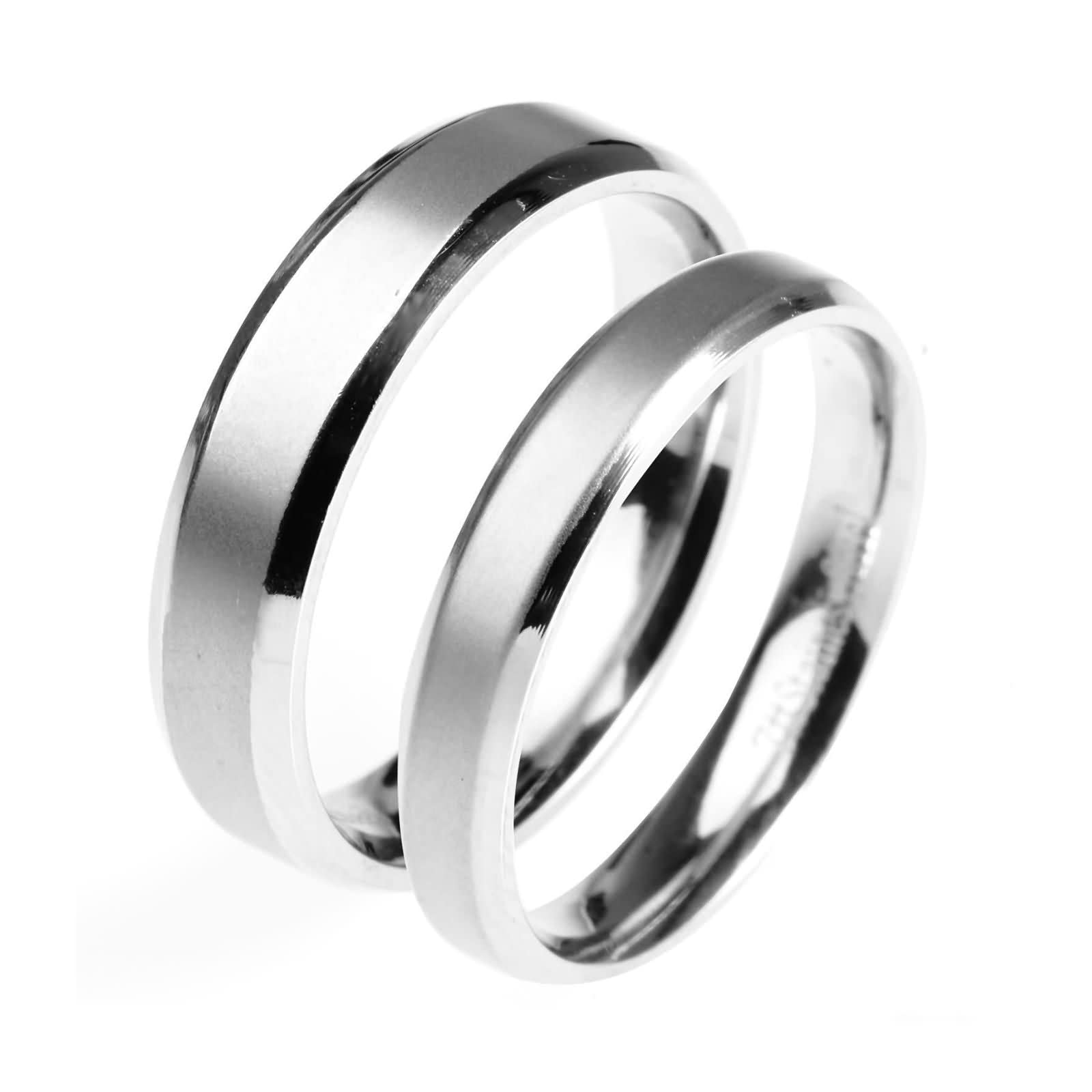 Anillo Pareja,Anillo Personalizado Grabado Anillos Acero Inoxidable Pareja Plata con Redondo Mate Anillos Parejas