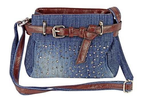 Cool Jeans Umhängetasche mit Gürtel und kleinen Steinchen/Nieten -...
