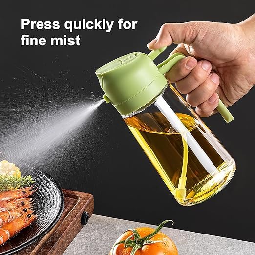 Kitchen Cooking Olive Oil Spray Bottle, 2-in-1 Oil Dispenser pour oil and Spritzer, 16.5 oz/470 ml Glass Oil Sprayer Food-grade Oil Mister, Air Fryer, Salad, Baking, Roasting、BBQ - Image 3