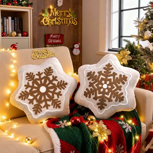 Lanpn 2 Stück Weihnachtskissen, Schneeflocke Kissen Niedliche...