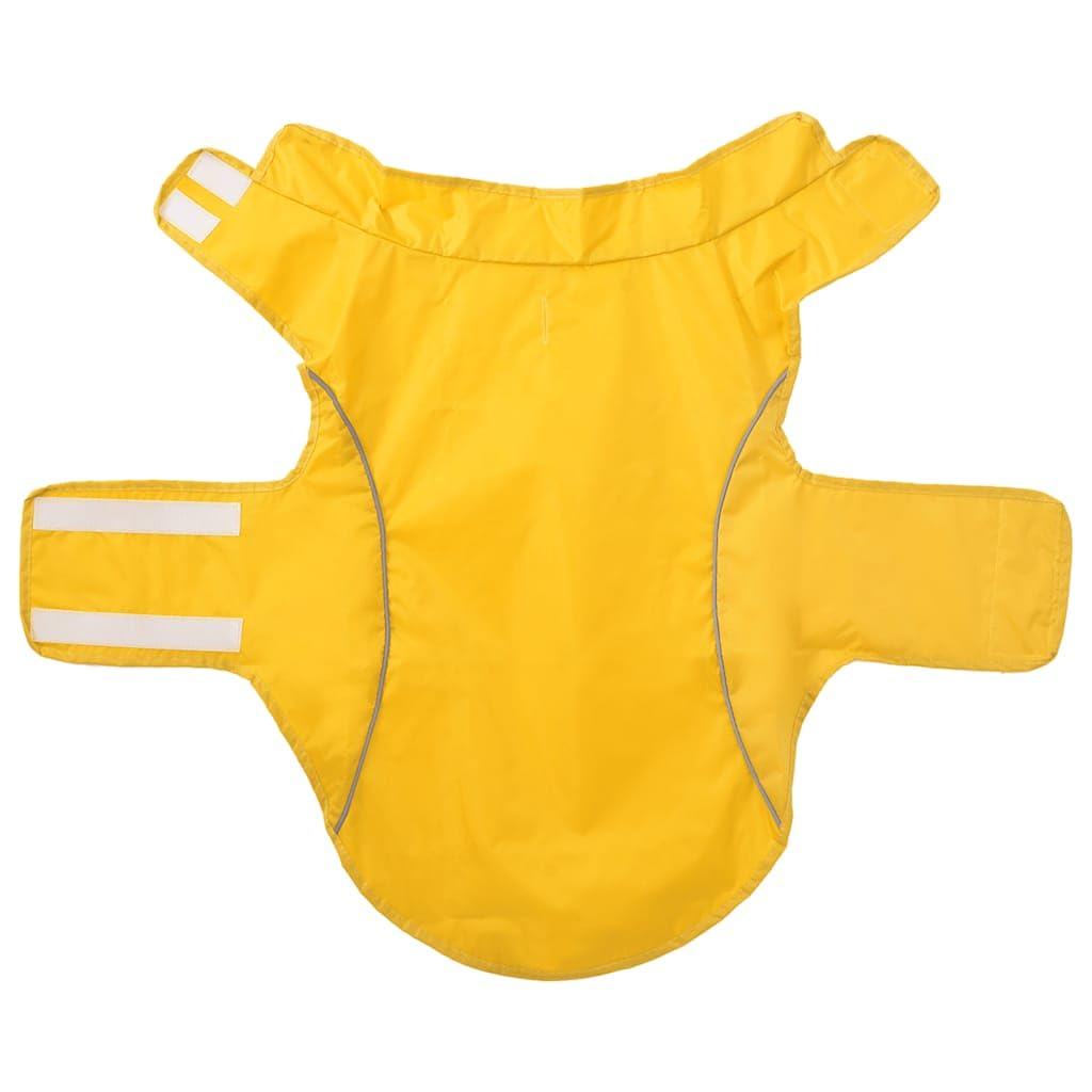Impermeabile per cani in poliestere con strisce riflettenti, giallo, taglia L, impermeabile, antivento, traspirante, con chiusura in , per autunno, inverno, all'aperto, passeggiate, sicuro e