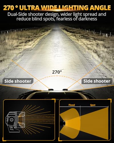 Image of Auxbeam V-MAX Series LED Light Pod, 270 Side Shooter LED Offroad Lights with Amber DRL, 4 Inch Auxiliary Ditch Light for Truck ATV Jeep Ford