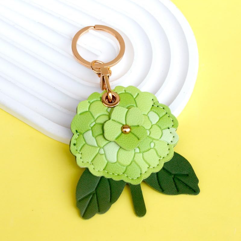 Leather Hydrangea Flower Keychain Pendant, Accessories Elegant Floral Key Chains for Women Men Wallet Purse Charms - Image 5