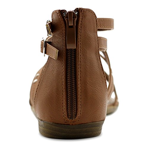 Ollio Women's Shoe Gladiator Strap Flat Zori Sandal M1052 (8 B(M) Us, Brown) #TOP3