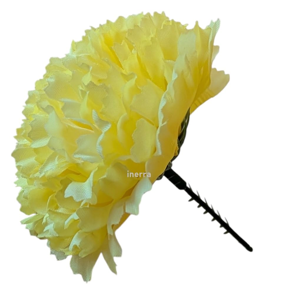 INERRA Artificial Flower Carnation Picks - Pack of 100 - For Floral Foam Tributes, Letters and Funeral Arrangements (Yellow)