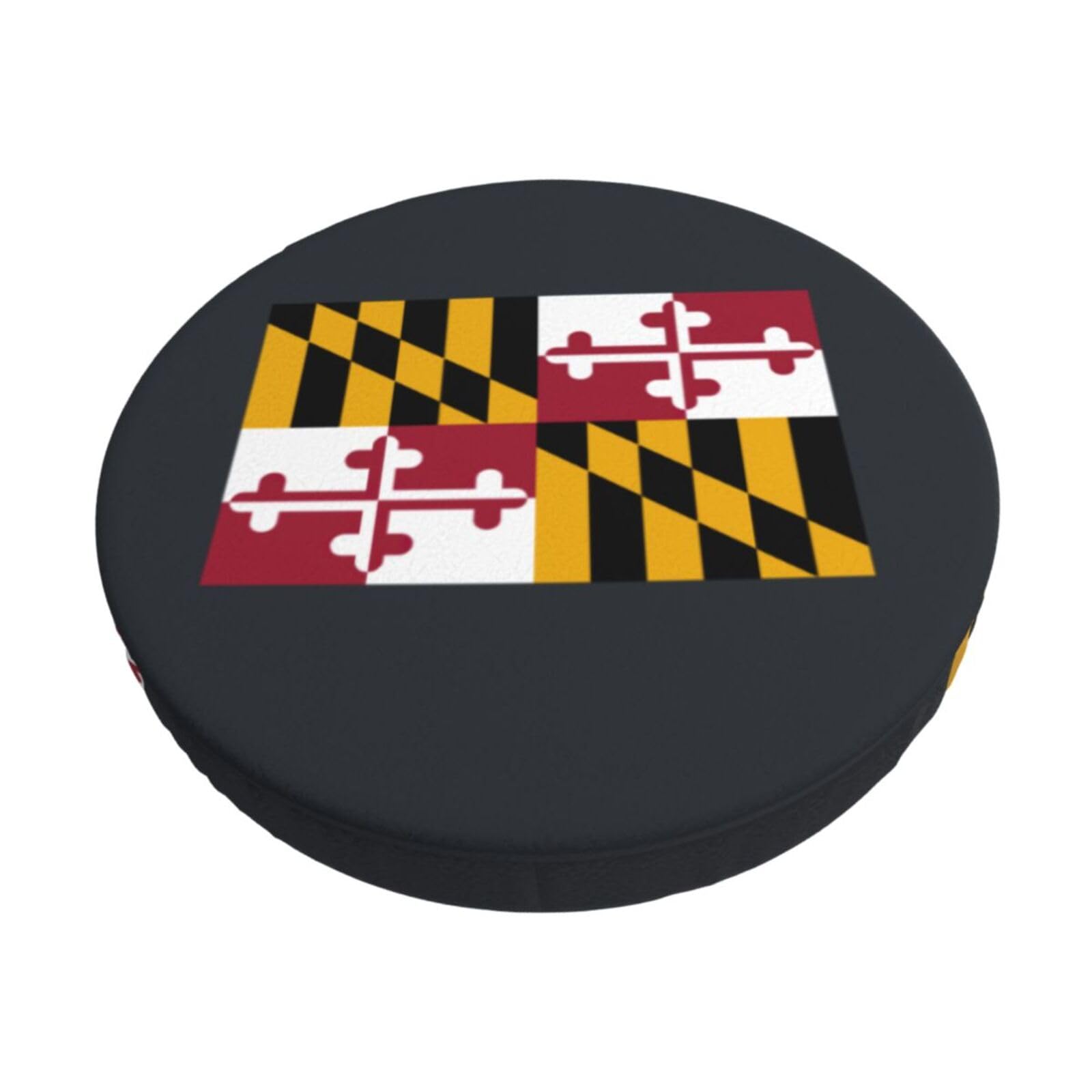 ACVnbm Maryland State Flag Print Round Bar Chair Cushion Cover, Elastic Chair Protector For Kitchen Bar Dining