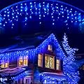 Led Christmas Lights Outdoor Christmas Decorations Hanging Lights 400LED 8 Modes 75 Drops, Waterproof Outdoor Indoor Fairy Christmas Light for Party, Holiday, Wedding, Eaves Decorations (Blue)