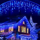 KiflyTooin Led Christmas Lights Outdoor Christmas Decorations Hanging Lights 400LED 8 Modes 75 Drops, Waterproof Outdoor Indoor Fairy Christmas Lights for Party, Holiday, Wedding Decorations (Blue)