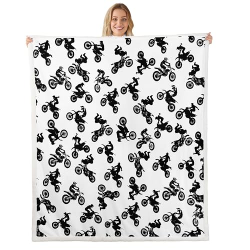 Image of Feelyou Motocross Rider Fleece Throw Boys Girls Gift Sofa Warm