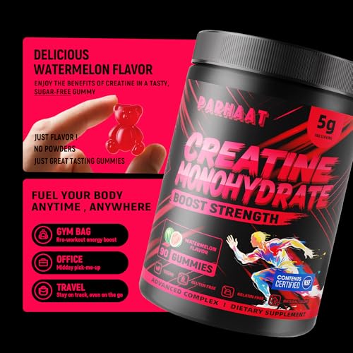 Image of NSF Certified Creatine Gummy - Creatine Monohydrate Gummies 5g for Men & Women - Boost Focus,Strength, and Endurance, Vegan, Gluten-Free, Non-GMO, 2.5 Gram Creatine per Gummy ( Watermelon 90 ct)
