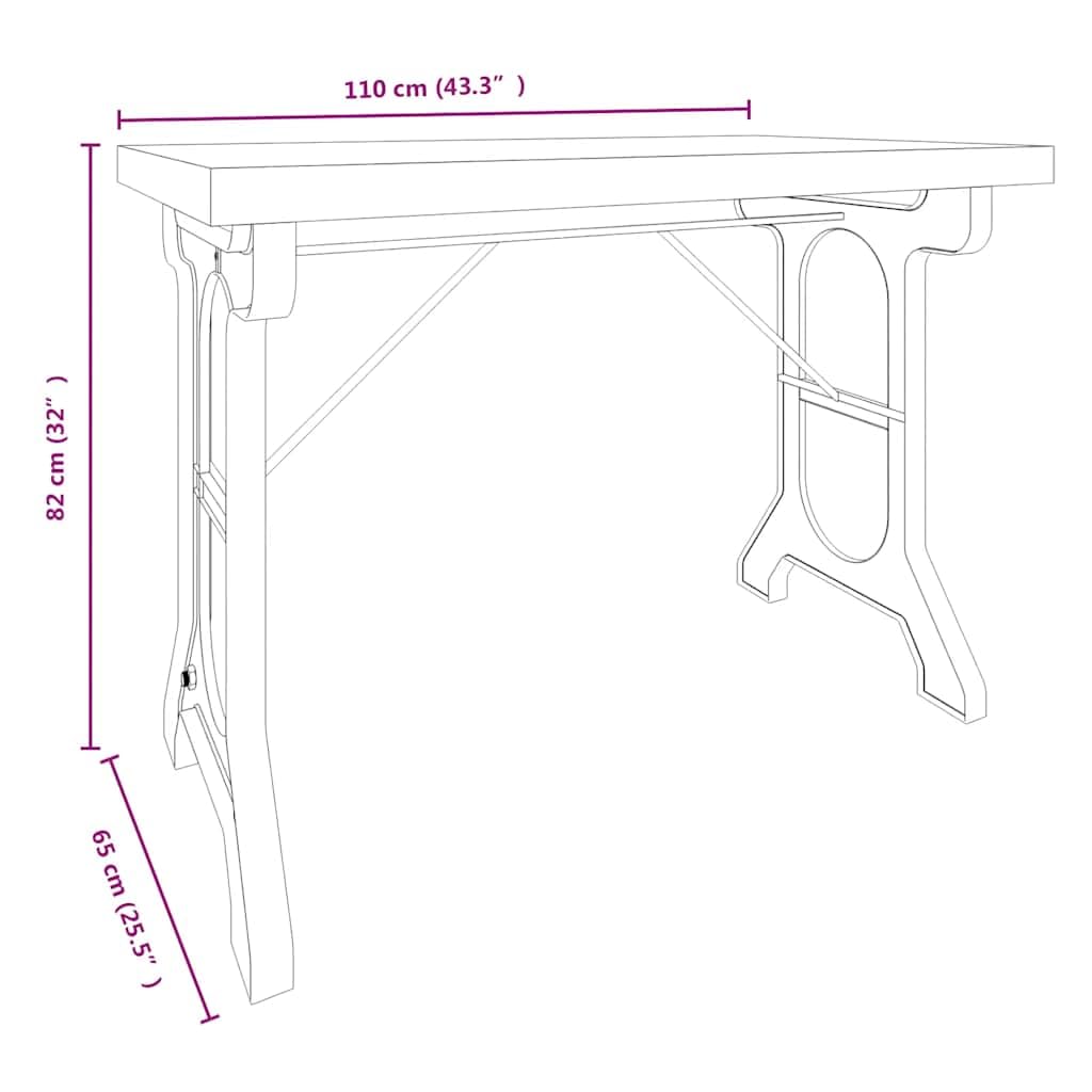 vidaXL Mesa de Comedor Mostrador Restaurante Terraza Cocina Bistró Cafetería Resistencia a Humedad Rectangular Madera Maciza de Abeto y Hierro