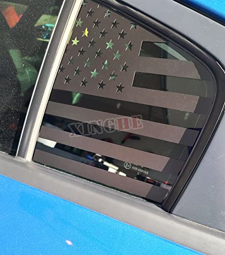 Image of for Dodge Charger 2011-2022, Rear Side Window American Flag Decals, 2pcs Matte Black USA Flag Decal for Truck Back Window, Waterproof Vinyl, Durable and Easy Remove Truck Decal