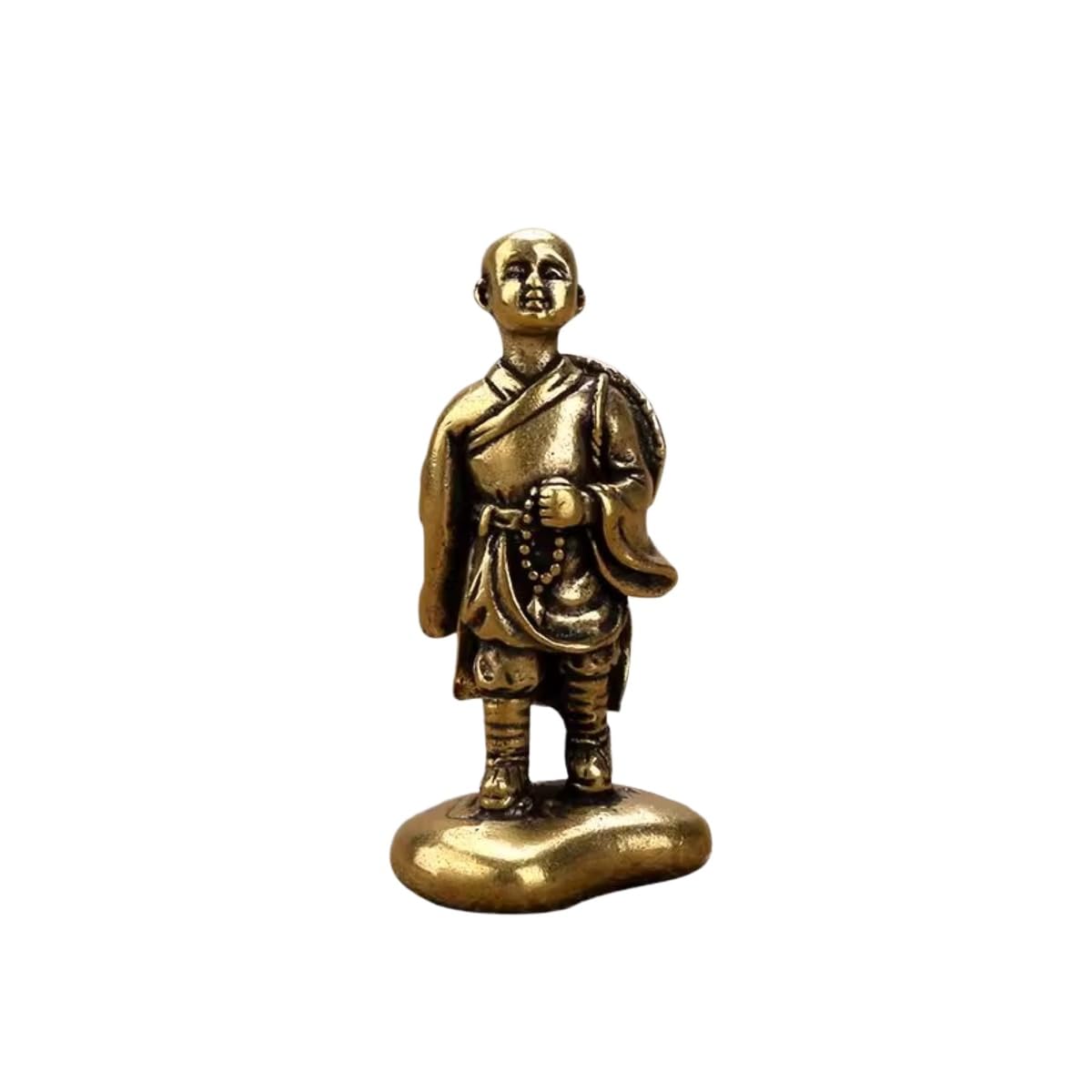 AOTTSD Feng Shui Brass Monk Statue, Traditional Buddhist Meditation Figurine