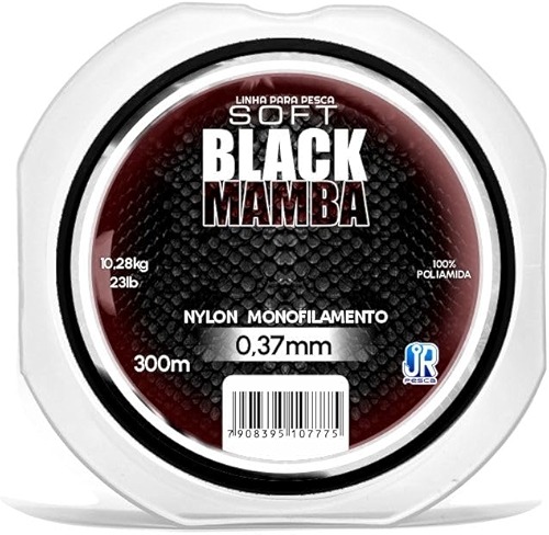 JR Pesca Linha Soft Black Mamba 0,37mm 300m Alta Resistência Baixa Memória e Performance Superior