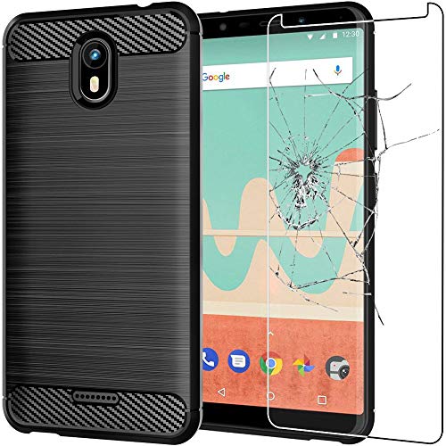 ebestStar - Coque pour Wiko View Go, Etui Protection Motif Carbone, Antichoc Souple TPU, Noir +...