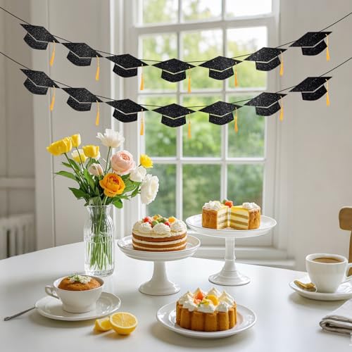 Image of Graduation Decorations 2026- Pre-Strung Black Graduation Banners Garland, Class of 2026 Congrats Grad Banner for Congratulation Graduations High School College Grad Party Supplies